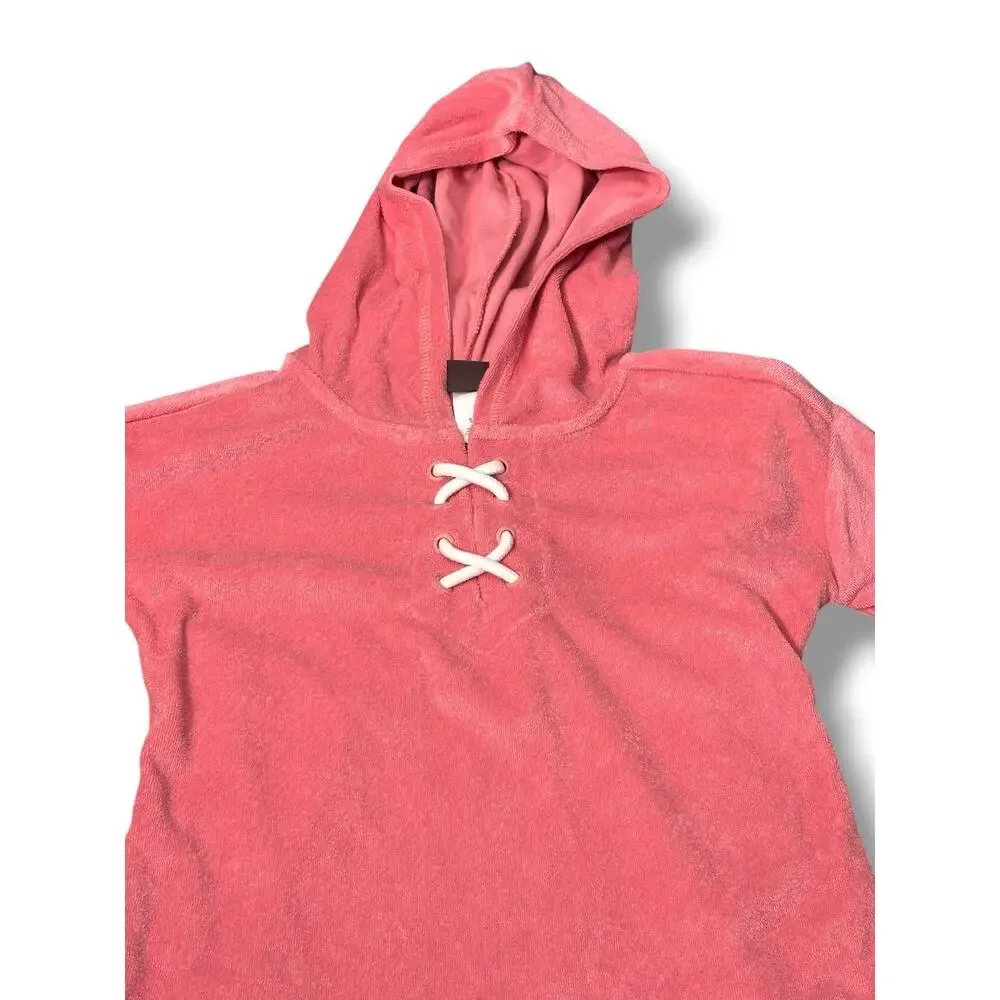 Tea Collection Pink Terry Cloth Hooded Cover Up Beach Dress Size 5 New Vacation